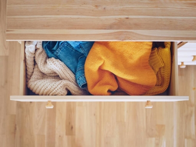 clothes in a dresser drawer